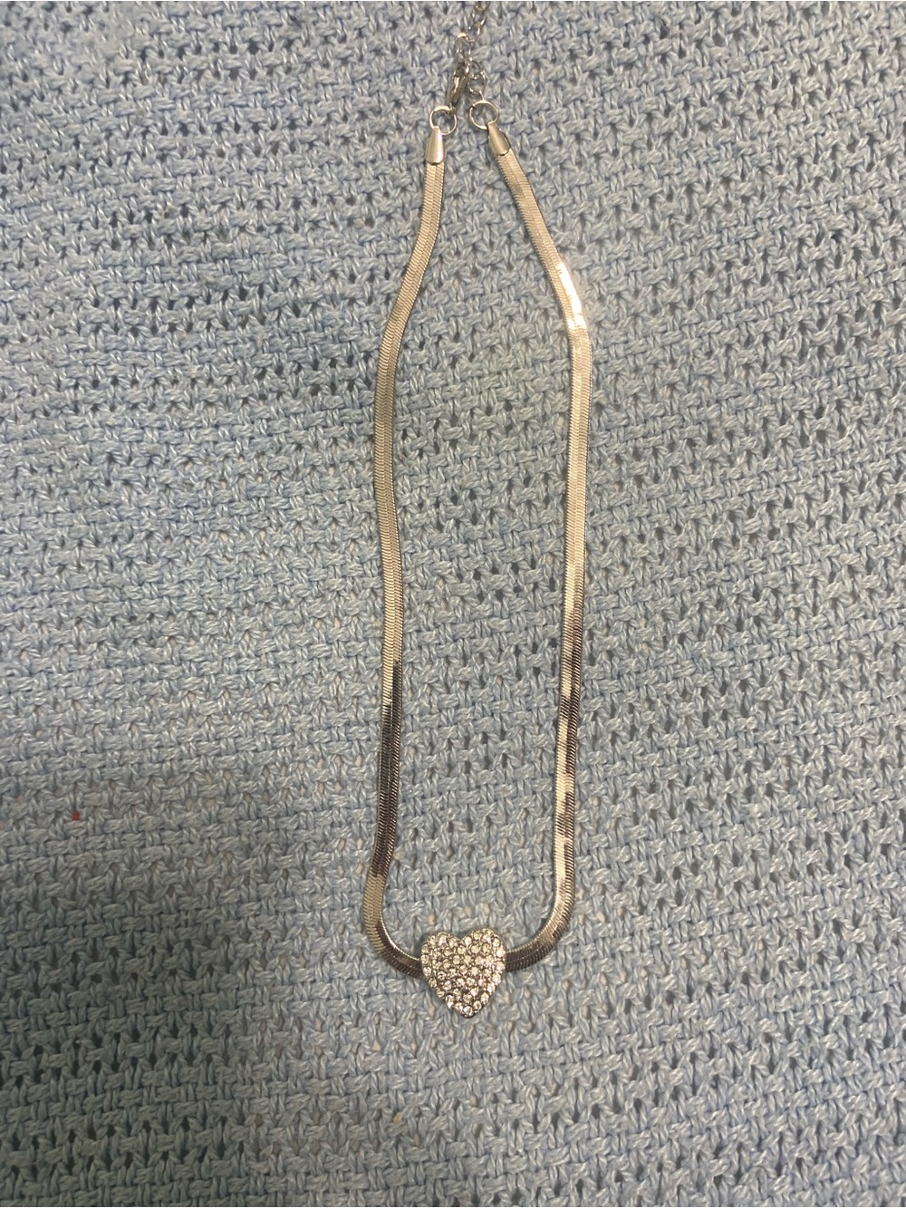 Silver Heart Pendant Necklace with Crystal Pavรฉ Accents